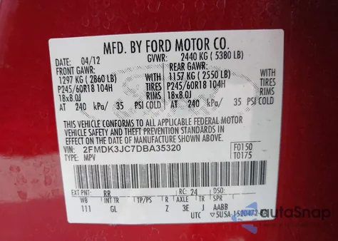 2013 Ford Edge Sel z USA, uszkodzony, nr VIN 2FMDK3JC7DBA35320
